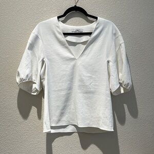 Tibi Cream V-Neck Blouse Womens Size 2